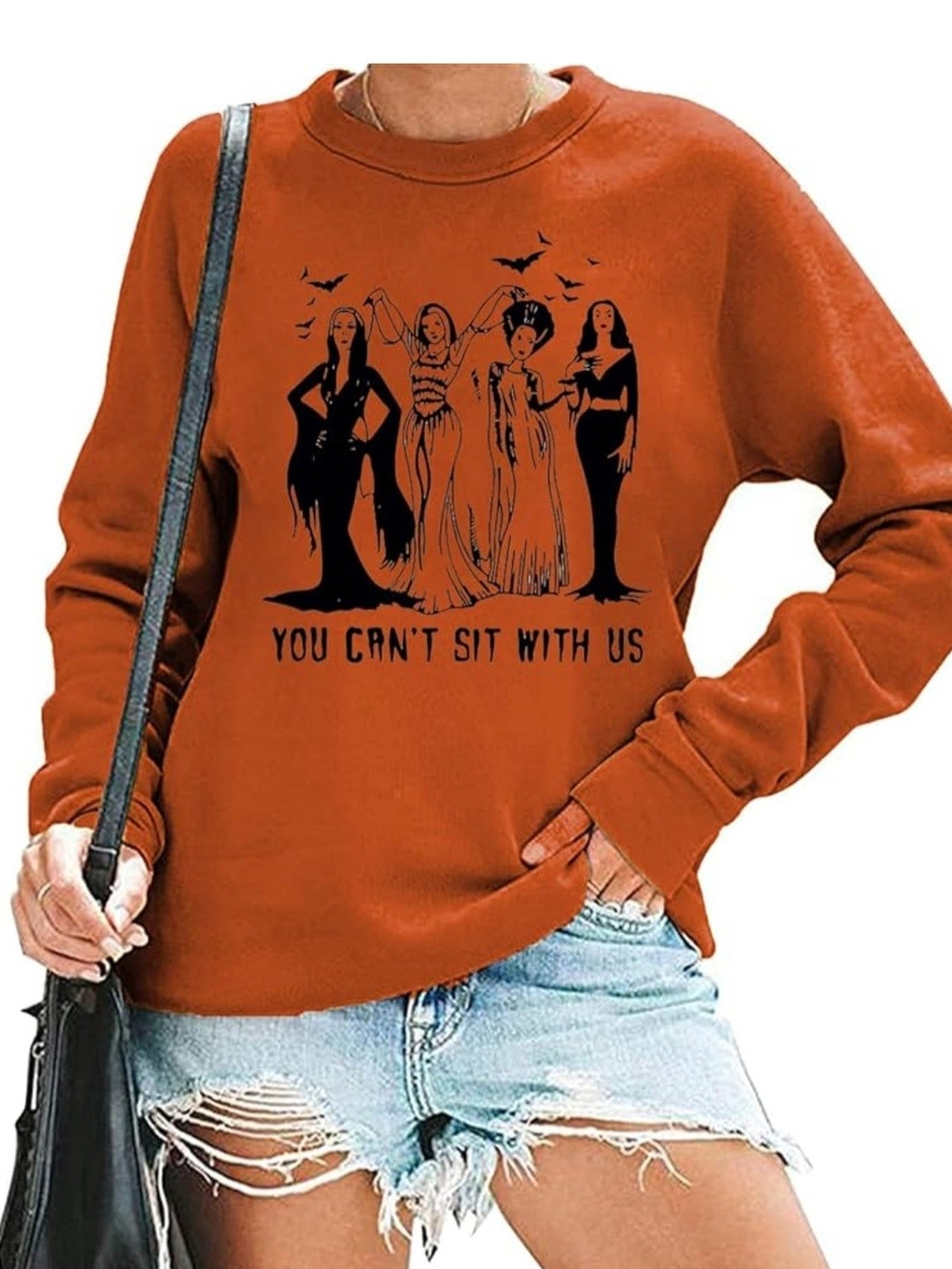 Women’s Orange Graphic Crewneck Sweatshirt - You Can't Sit With Us